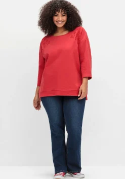 Sweatshirt mit Cut-outs und 3/4-Ärmeln<sheego Hot