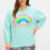 Sweatshirt mit Frontdruck und Streifenbündchen<sheego loves miss goodlife Online