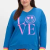 Sweatshirt mit Frontdruck und Ringelbündchen<sheego loves miss goodlife Best