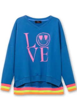 Sweatshirt mit Frontdruck und Ringelbündchen<sheego loves miss goodlife Best