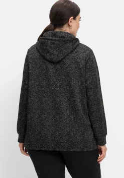 Sweatshirt mit Kapuze, in Salz-und-Pfeffer-Optik<sheego Discount