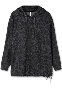 Sweatshirt mit Kapuze, in Salz-und-Pfeffer-Optik<sheego Discount