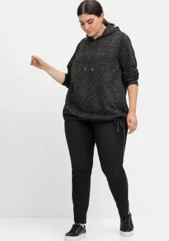 Sweatshirt mit Kapuze, in Salz-und-Pfeffer-Optik<sheego Discount