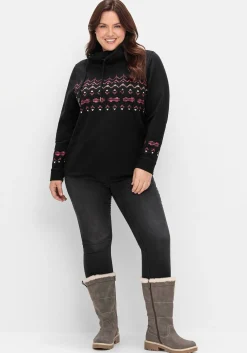 Sweatshirt mit Norwegerprint und weitem Stehkragen<sheego Online