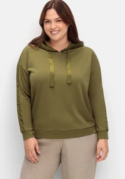 Sweatshirt mit Satinbändern und Galonstreifen<sheego Outlet