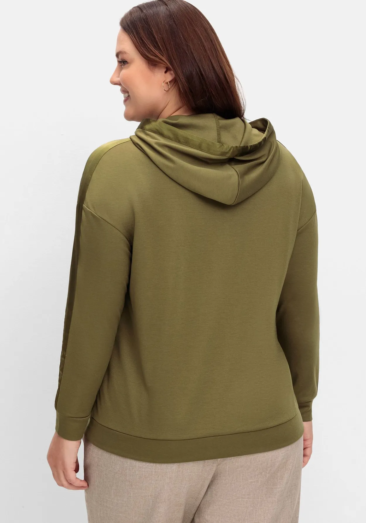 Sweatshirt mit Satinbändern und Galonstreifen<sheego Outlet