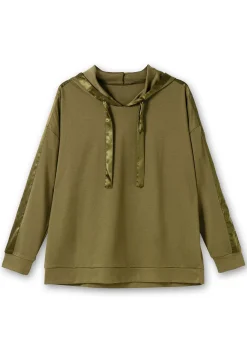 Sweatshirt mit Satinbändern und Galonstreifen<sheego Outlet
