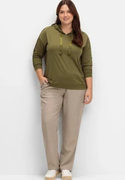 Sweatshirt mit Satinbändern und Galonstreifen<sheego Outlet