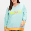 Sweatshirt mit Statementprint und Ringelbündchen<sheego loves miss goodlife Hot