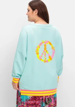 Sweatshirt mit Statementprint und Ringelbündchen<sheego loves miss goodlife Hot