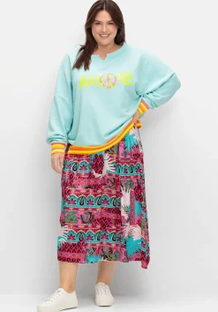 Sweatshirt mit Statementprint und Ringelbündchen<sheego loves miss goodlife Hot