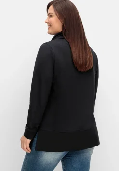 Sweatshirt mit Stehkragen und Applikation seitlich<sheego Hot