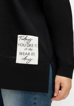 Sweatshirt mit Stehkragen und Applikation seitlich<sheego Hot