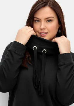 Sweatshirt mit Stehkragen und Applikation seitlich<sheego Hot