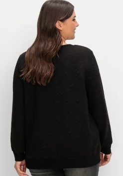 Sweatshirt mit Steppmuster und V-Ausschnitt<sheego Hot