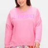 Sweatshirt mit Wordingprint und V-Ausschnitt<sheego loves miss goodlife Outlet