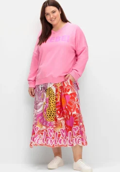 Sweatshirt mit Wordingprint und V-Ausschnitt<sheego loves miss goodlife Outlet