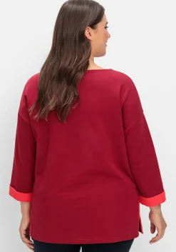 Sweatshirt mit Zierknöpfen und Kontrastdetails<sheego Online