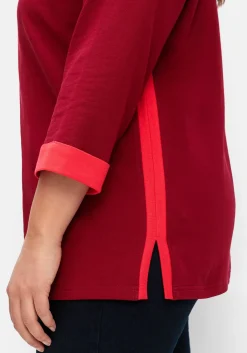 Sweatshirt mit Zierknöpfen und Kontrastdetails<sheego Online