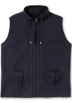Sweatweste mit Reißverschluss und Umlegekragen<sheego Discount