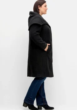 Taillierter Mantel mit großem Kragen und Wollanteil<sheego Clearance