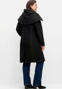 Taillierter Mantel mit großem Kragen und Wollanteil<sheego Clearance