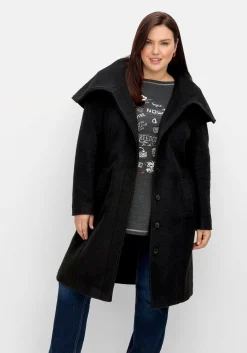 Taillierter Mantel mit großem Kragen und Wollanteil<sheego Clearance