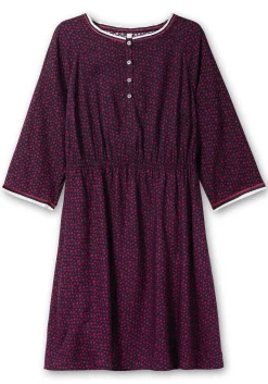 Tailliertes Kleid mit Alloverprint und kurzer Knopfleiste<sheego Outlet