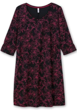 Tailliertes Shirtkleid mit 3/4-Arm und floralem Print<sheego Clearance