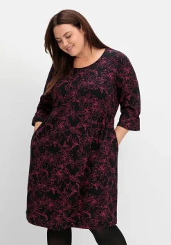Tailliertes Shirtkleid mit 3/4-Arm und floralem Print<sheego Clearance