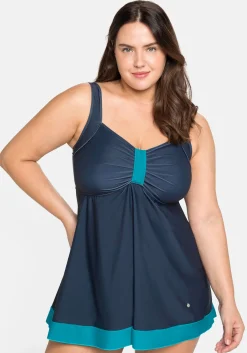 Tankini-Oberteil mit Kontrastdetails, in Longform<sheego Best