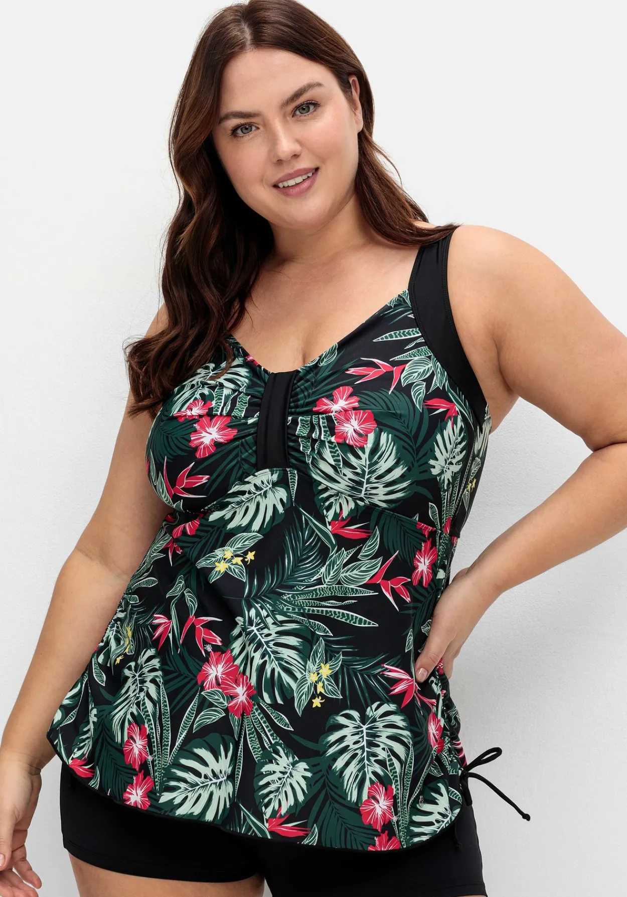 Tankini-Top mit Tropical Print und Raffung<sheego Sale