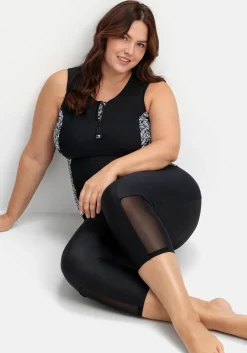 Tankini-Top mit Zipper und Kontrasteinsatz<sheego Fashion
