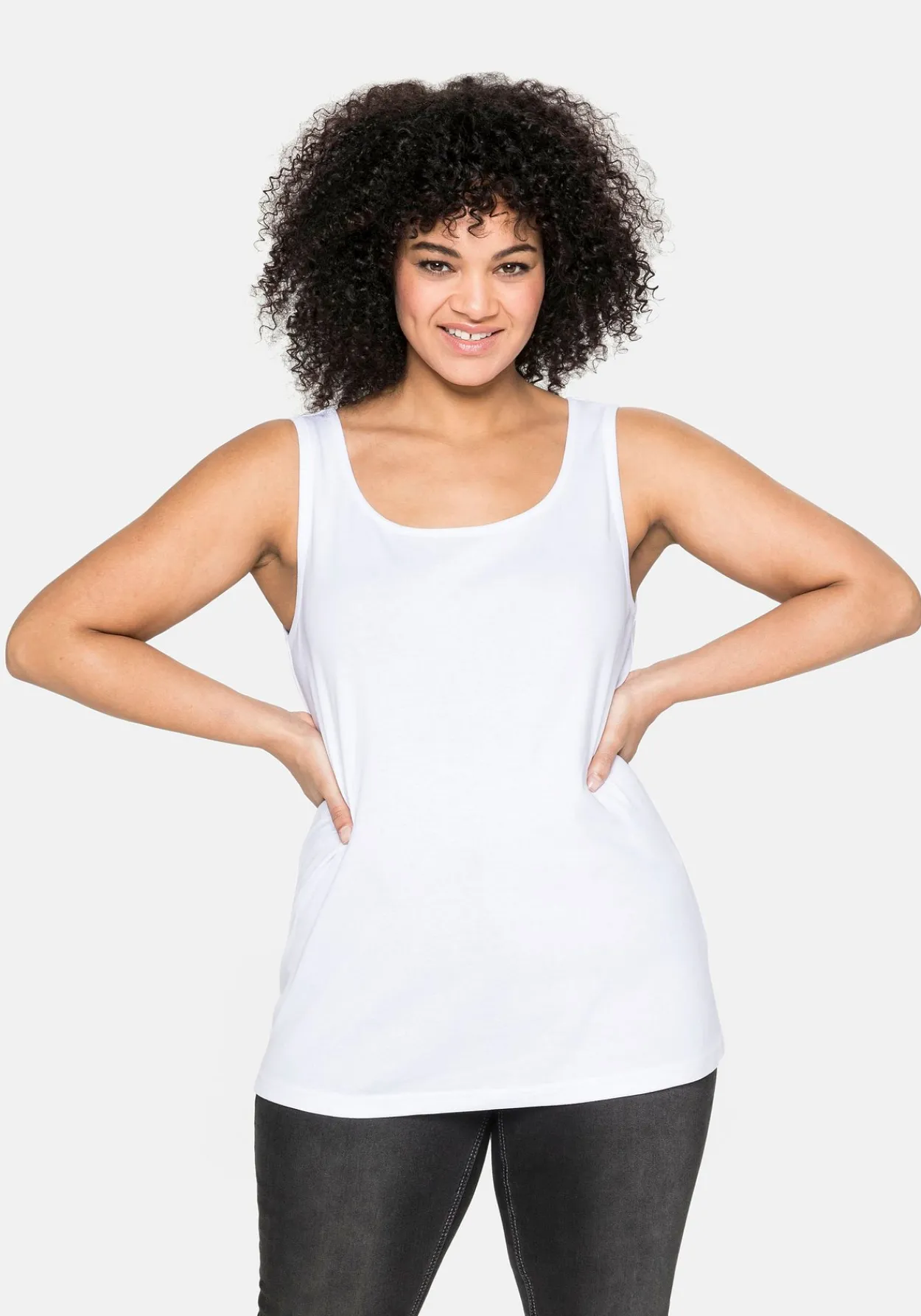 Tanktop aus Baumwolle, mit Rundhalsausschnitt<sheego Online
