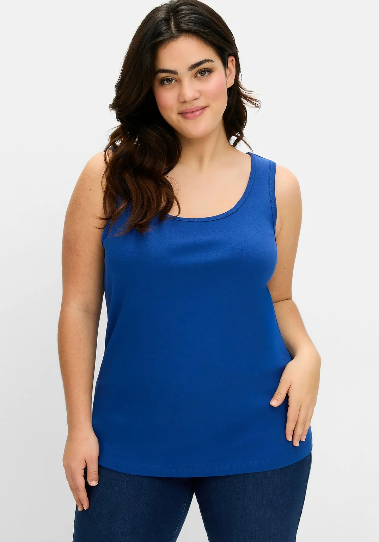 Tanktop aus Baumwolle, mit Rundhalsausschnitt<sheego Outlet