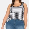 Tanktop mit Ringeln und Spitze am Ausschnitt<sheego Fashion