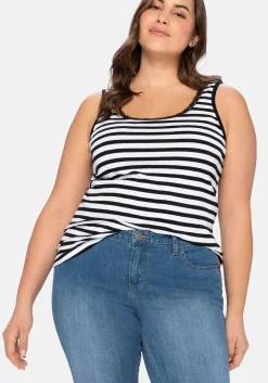 Tanktop mit Ringeln und Spitze am Ausschnitt<sheego Fashion