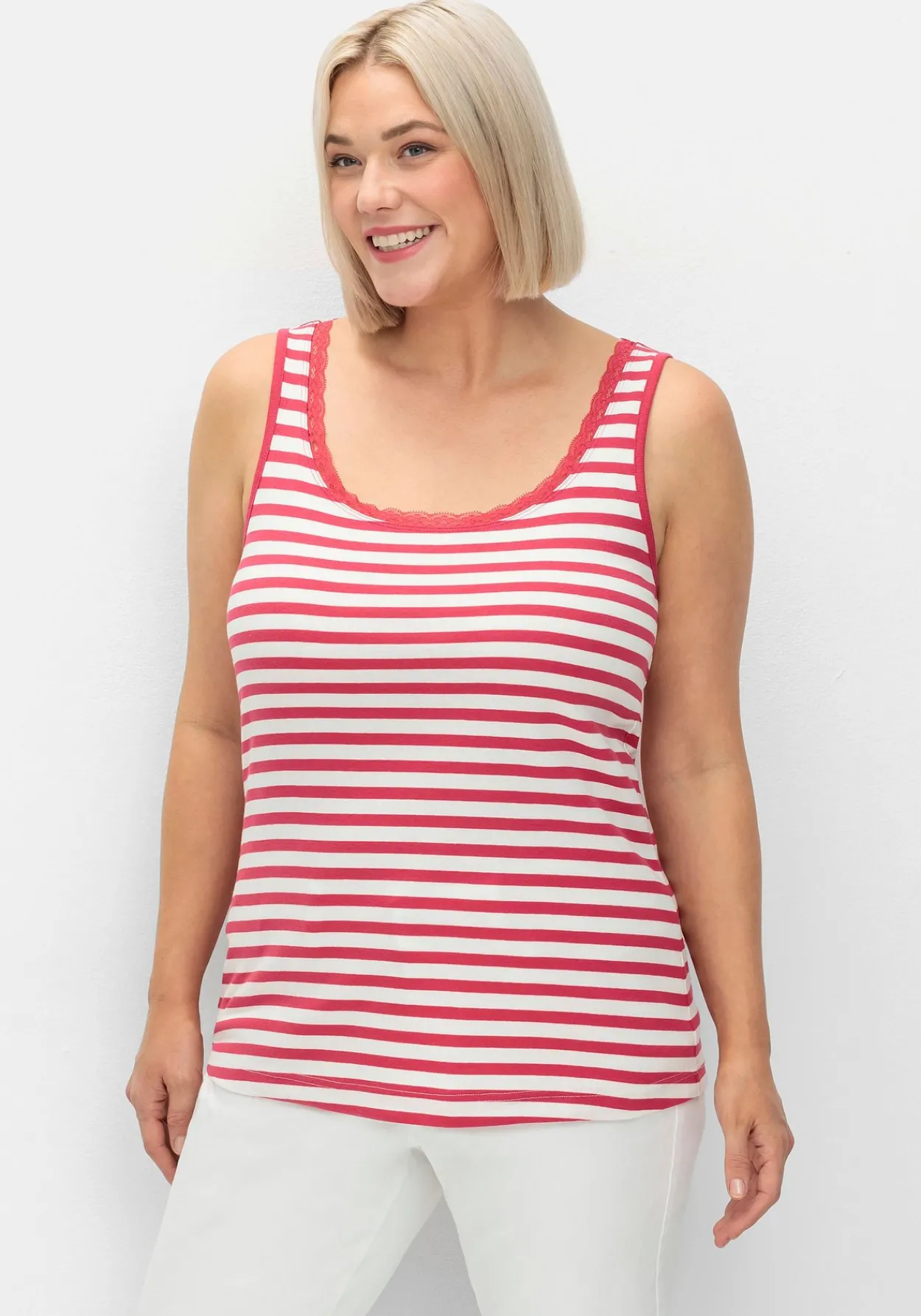 Tanktop mit Ringeln und Spitze am Ausschnitt<sheego Clearance