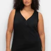Tanktop mit V-Ausschnitt und Zierknopfleiste<sheego Hot