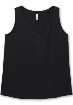 Tanktop mit V-Ausschnitt und Zierknopfleiste<sheego Hot