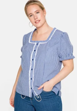 Trachtenbluse im Karo-Design, mit Spitzenbesatz<sheego Hot