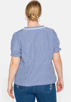 Trachtenbluse im Karo-Design, mit Spitzenbesatz<sheego Hot