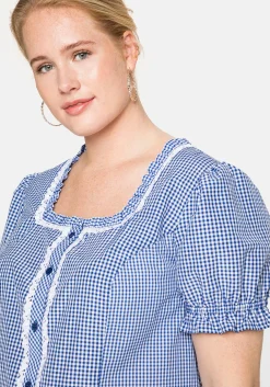 Trachtenbluse im Karo-Design, mit Spitzenbesatz<sheego Hot