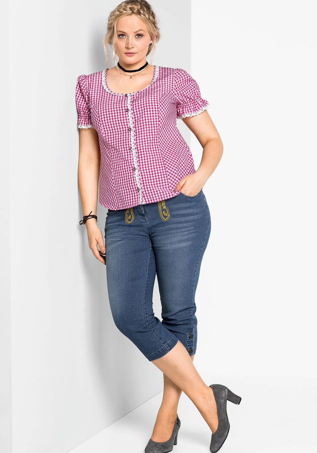 Trachtenbluse mit typischem Trachtenkaro<sheego Fashion