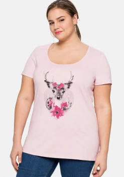 Trachtenshirt mit Hirsch-Druck und Kurzarm<sheego Clearance