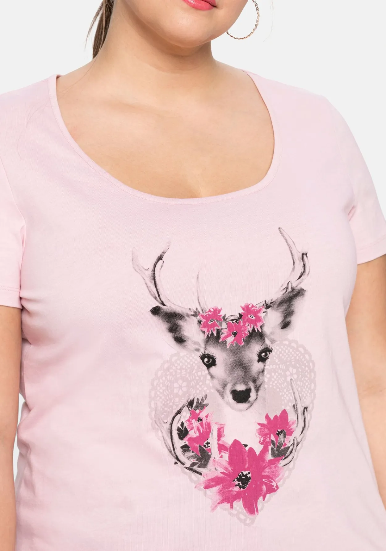 Trachtenshirt mit Hirsch-Druck und Kurzarm<sheego Clearance