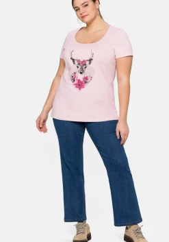 Trachtenshirt mit Hirsch-Druck und Kurzarm<sheego Clearance