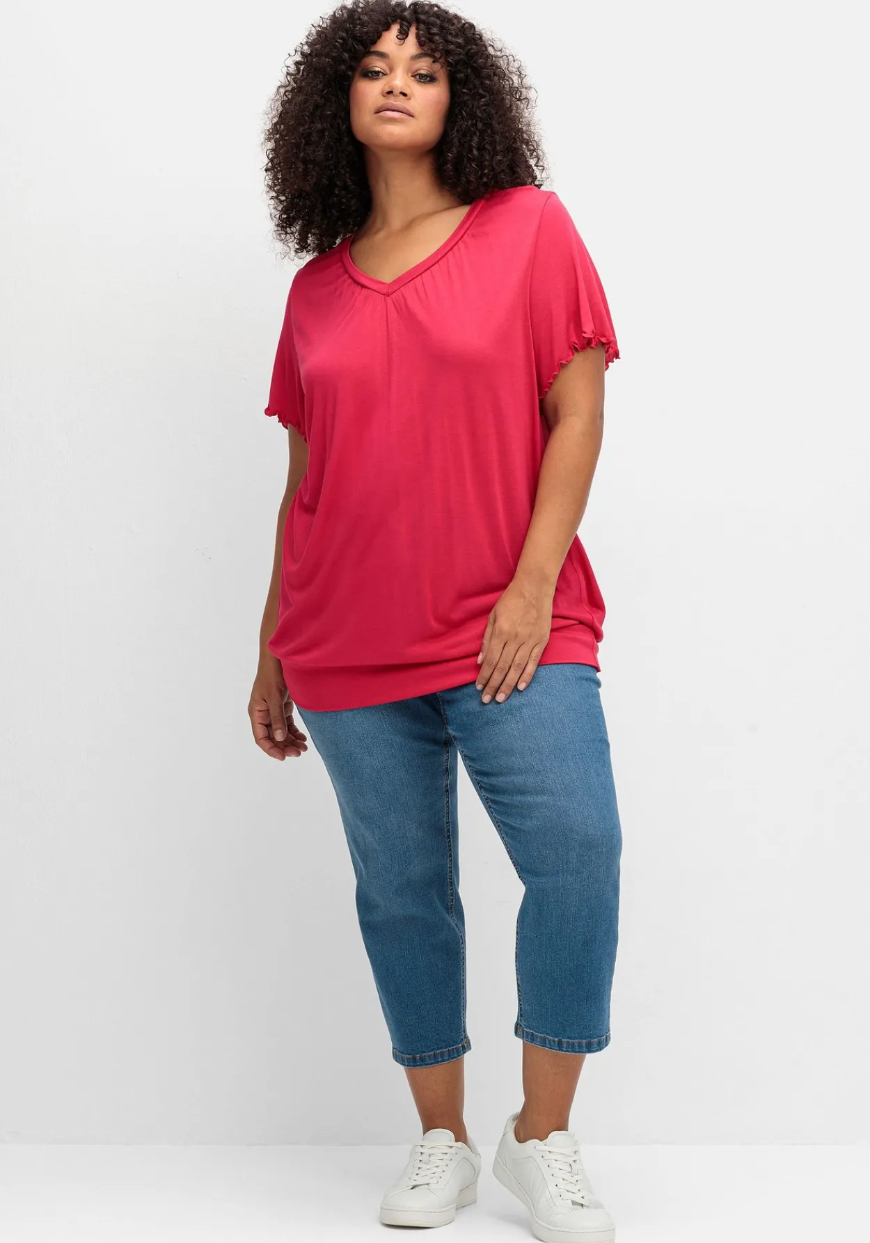 T-Shirt mit Flügelärmeln, aus Viskosejersey<sheego Clearance