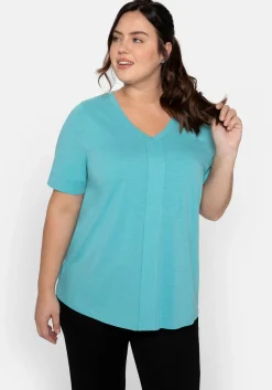 T-Shirt mit gesteppter Falte vorn, aus Jersey<sheego Sale
