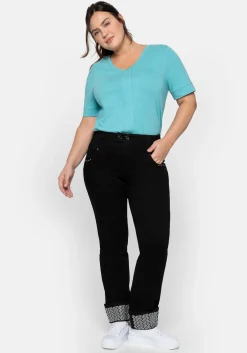 T-Shirt mit gesteppter Falte vorn, aus Jersey<sheego Sale